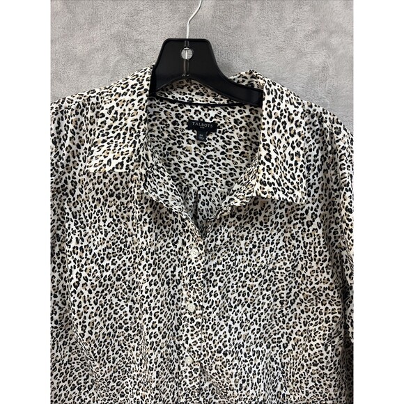 Talbots Dress Shirt Women’s 2X Top Animal Print Cheetah Leopard Button Up Cotton - Picture 2 of 7